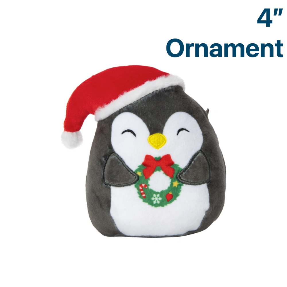 Luna the Penguin with Wreath ~ Holiday 4" Ornament Squishmallow Plush