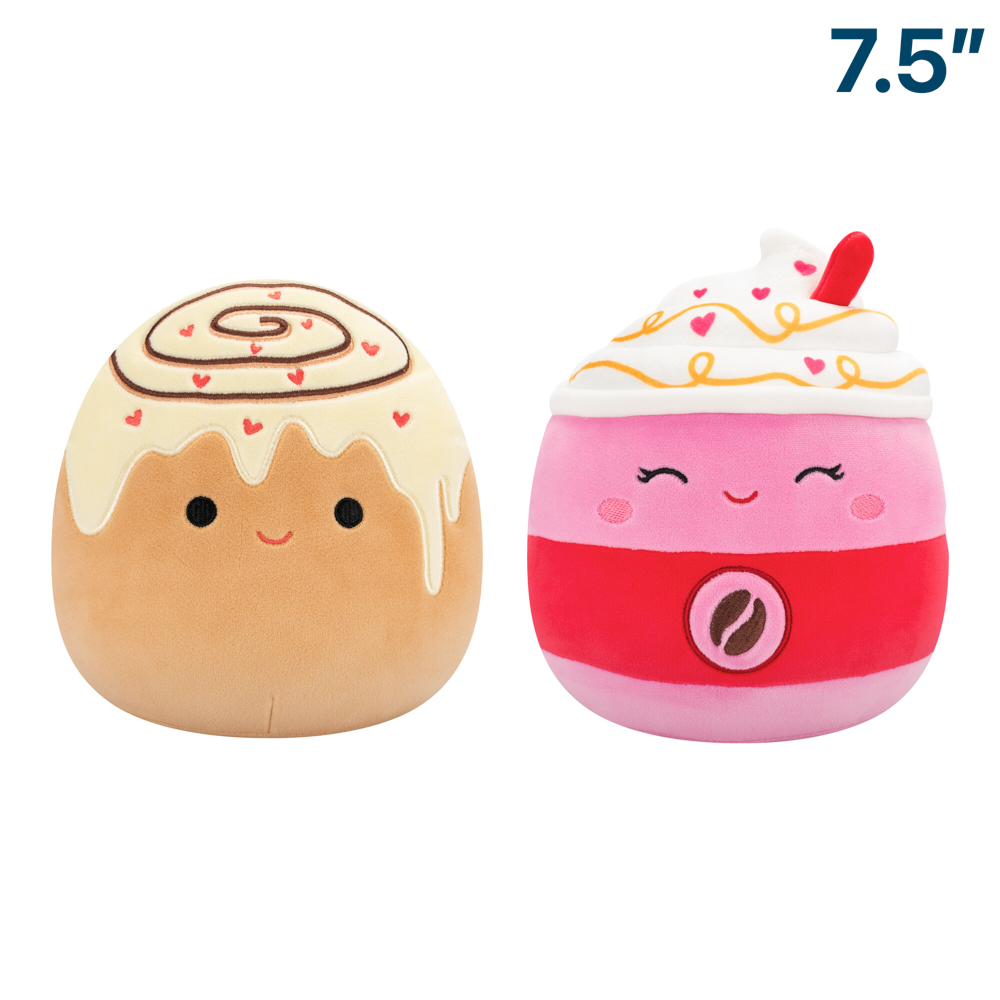 Beata Latte and Anita Cinnamon Roll PAIRS Valentine's Day ~ 7.5" Squishmallow Plush