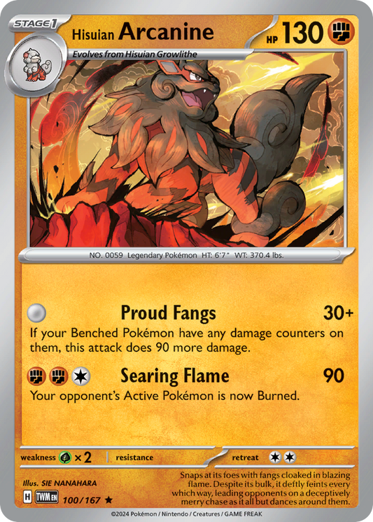 Hisuian Arcanine 100/167 Rare | Twilight Masquerade | Pokemon Card