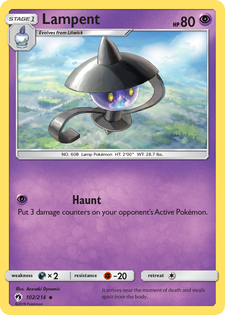 Lampent 102/214 Uncommon | Lost Thunder | Pokemon Card