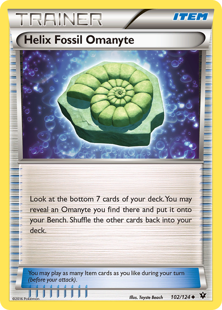 Helix Fossil Omanyte 102/124 Uncommon | Fates Collide | Pokémon Card