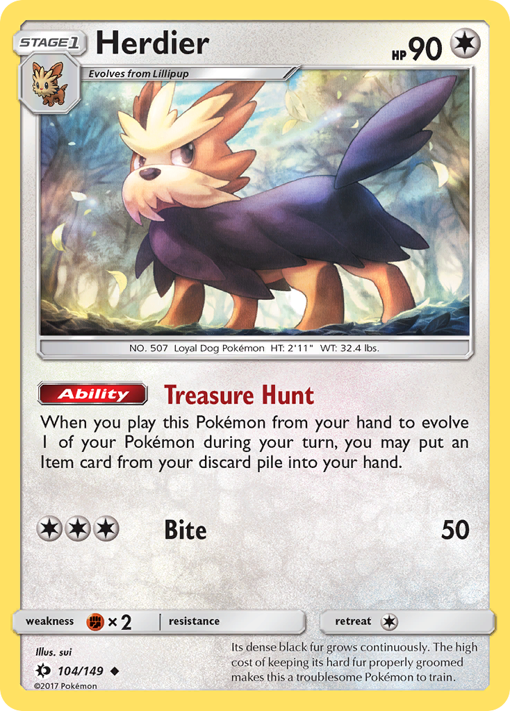 Herdier 104/149 Uncommon | Sun & Moon | Pokemon Card