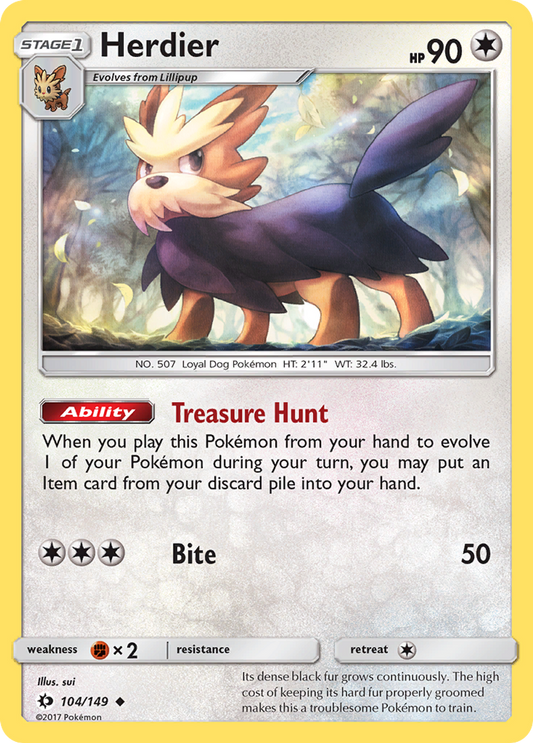 Herdier 104/149 Reverse Holo | Sun & Moon | Pokemon Card