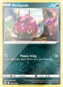 Venipede 105/198 Reverse Holo | Chilling Reign | Pokemon Card