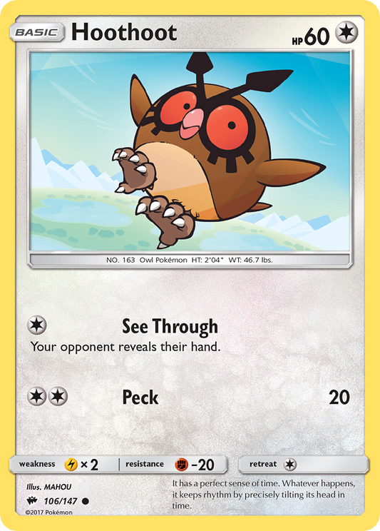 Hoothoot 106/147 Common | Burning Shadows | Pokemon Card