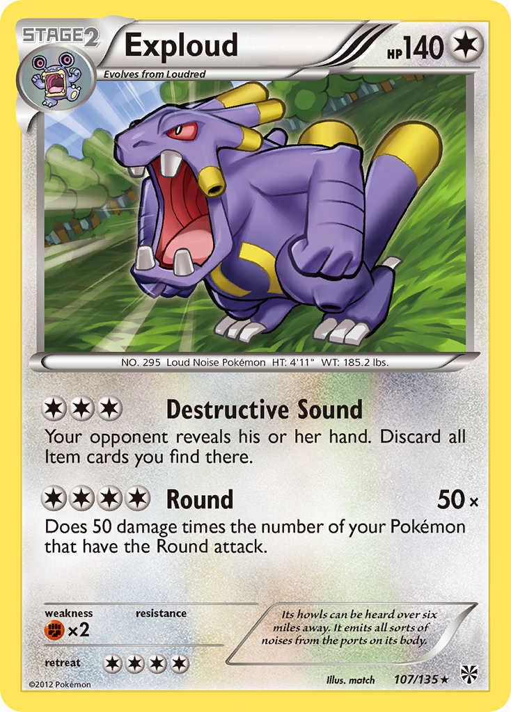 Exploud 107/135 Rare | Plasma Storm | Pokemon Card