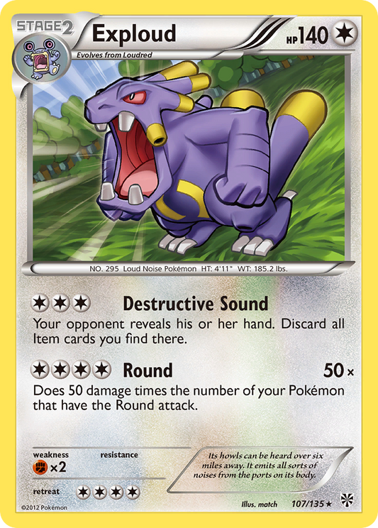 Exploud 107/135 Rare | Plasma Storm | Pokemon Card