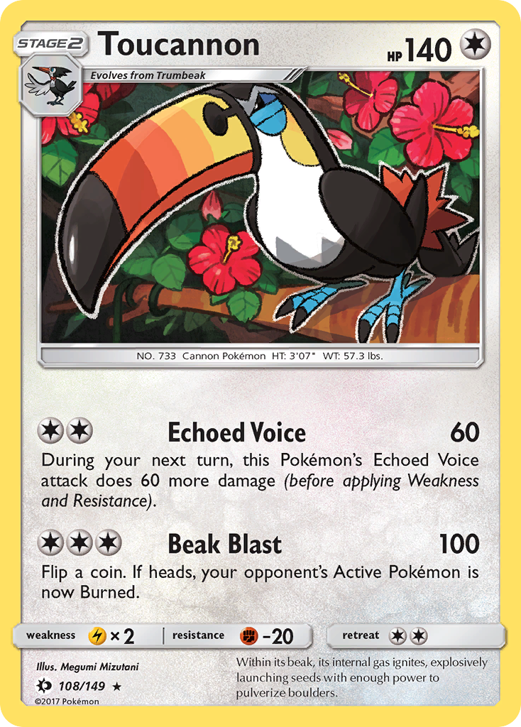 Toucannon 108/149 Rare | Sun & Moon | Pokemon Card