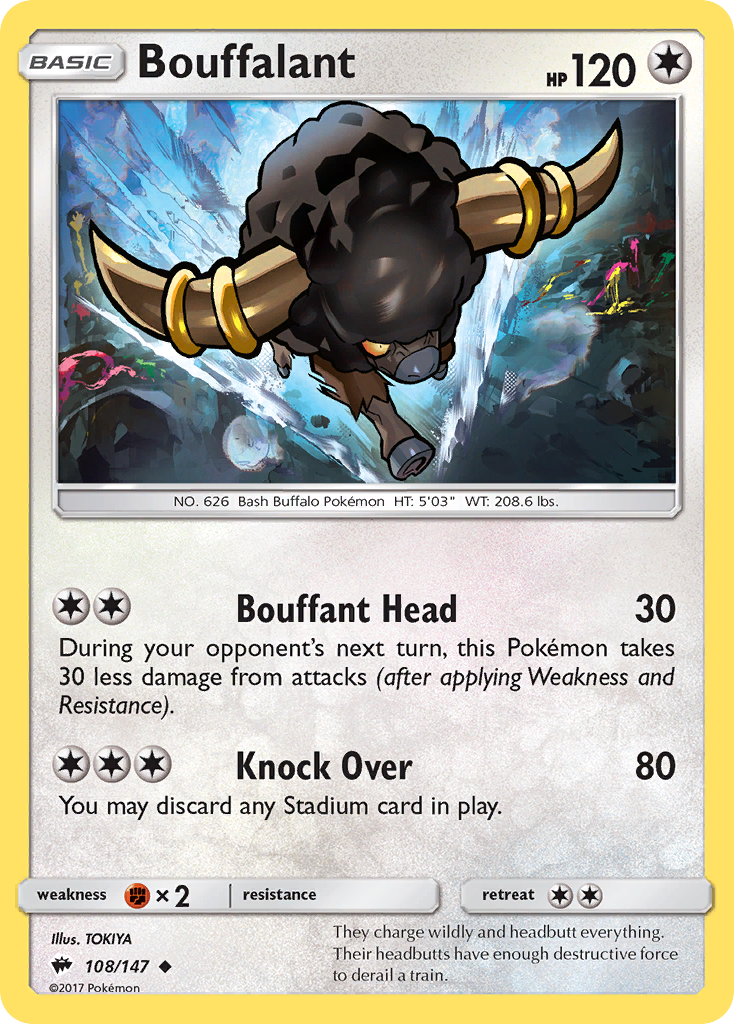 Bouffalant 108/147 Uncommon | Burning Shadows | Pokemon Card