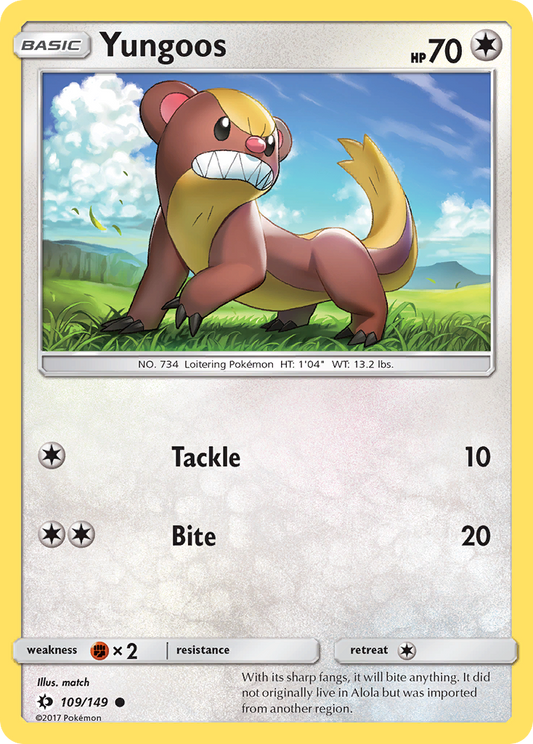 Yungoos 109/149 Common | Sun & Moon | Pokemon Card