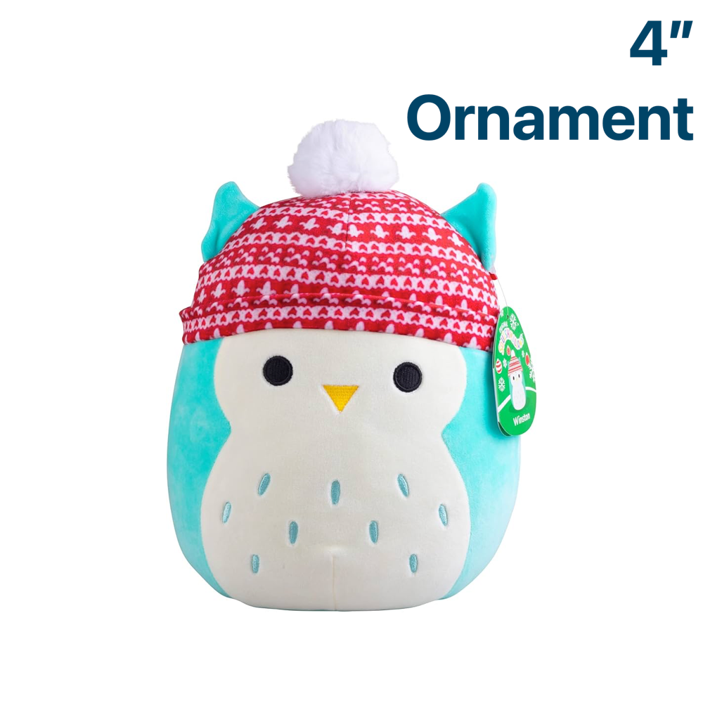 Winston the Owl~ Holiday 4" Ornament Squishmallow Plush ~ IN STOCK ~ LIMIT 1 PER CUSTOMER