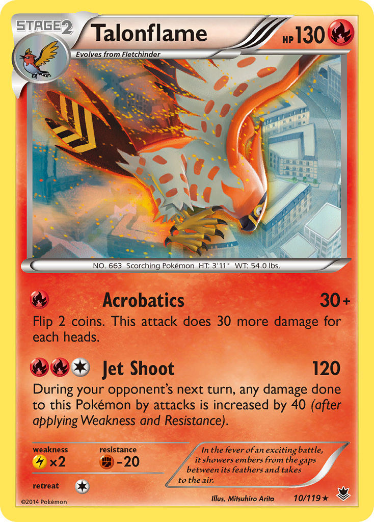 Talonflame 10/119 Rare | Phantom Forces | Pokemon Card