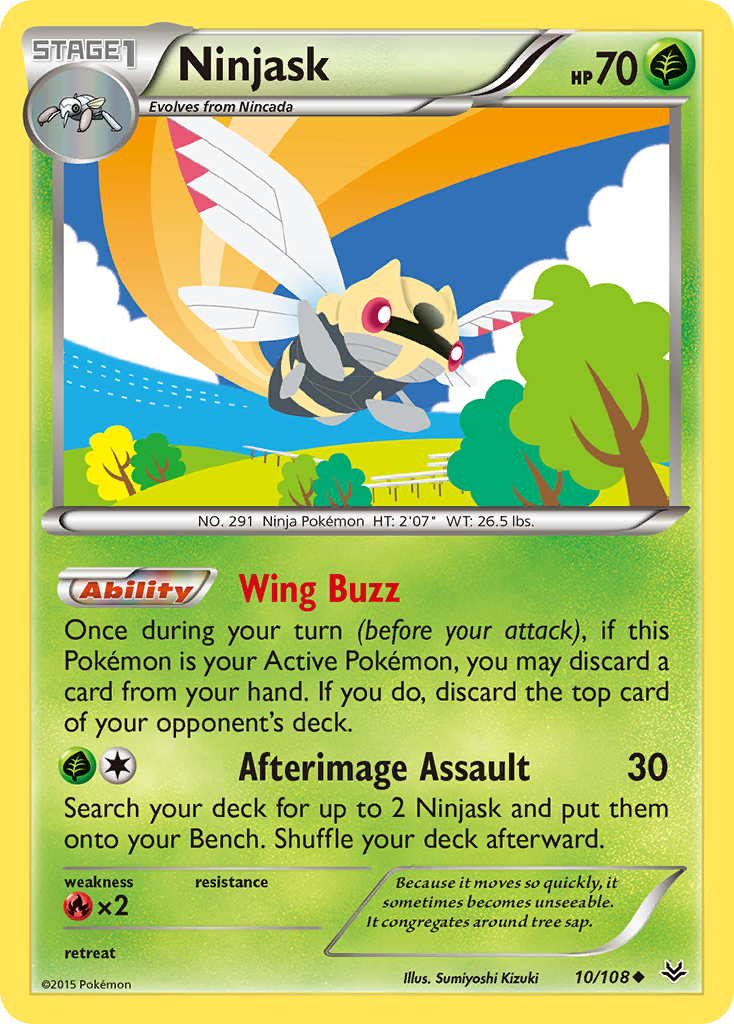 Ninjask 10/108 Uncommon | Roaring Skies | Pokemon Card