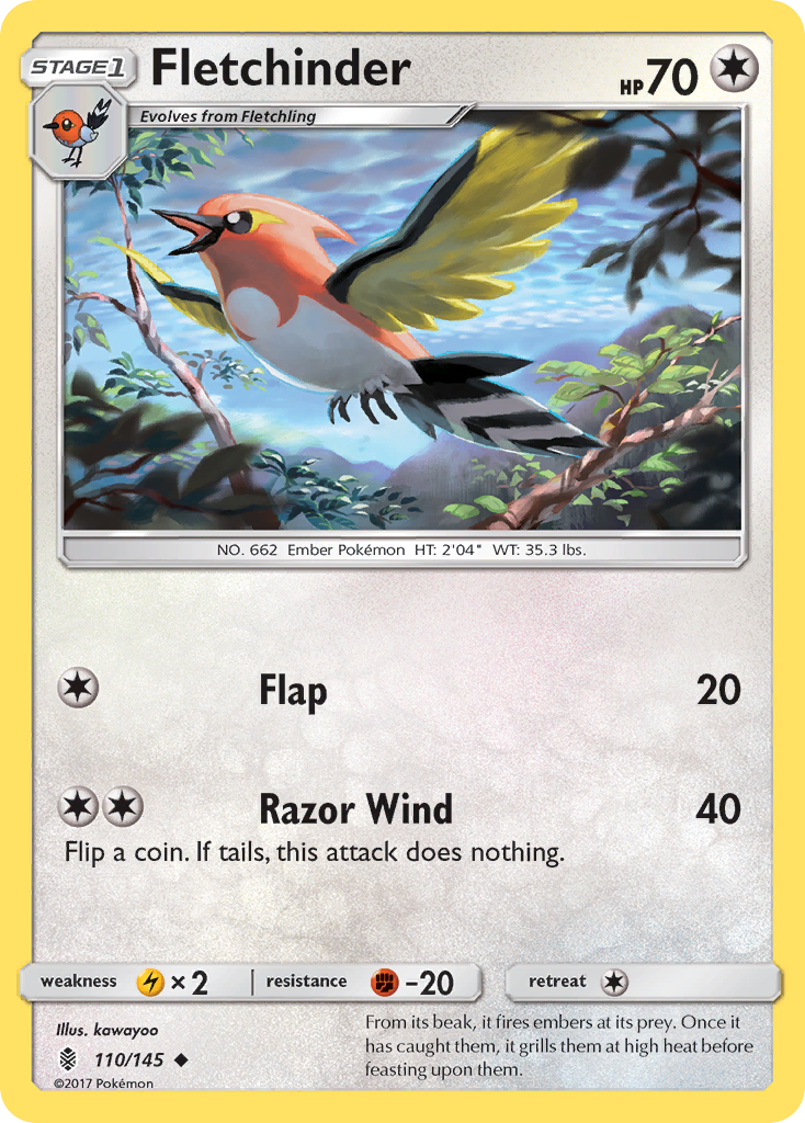 Fletchinder 110/145 Uncommon | Guardians Rising | Pokemon Card