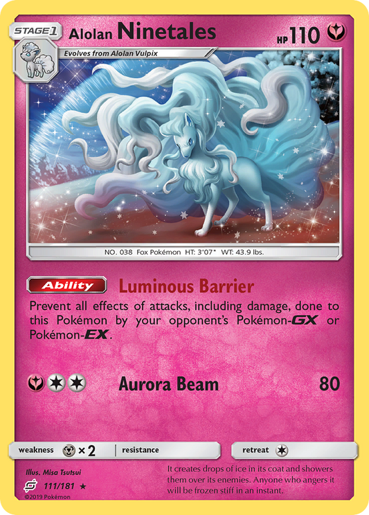 Alolan Ninetales 111/181 Rare Holo | Team Up | Pokemon Card