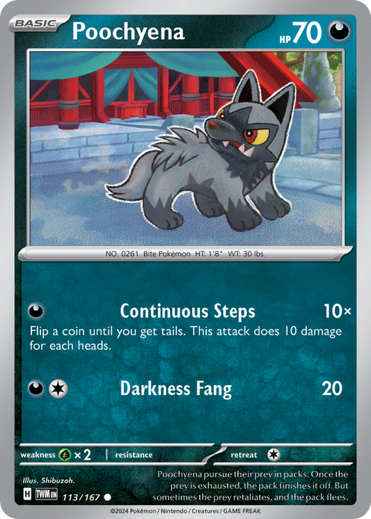 Poochyena 113/167 Common | Twilight Masquerade | Pokemon Card