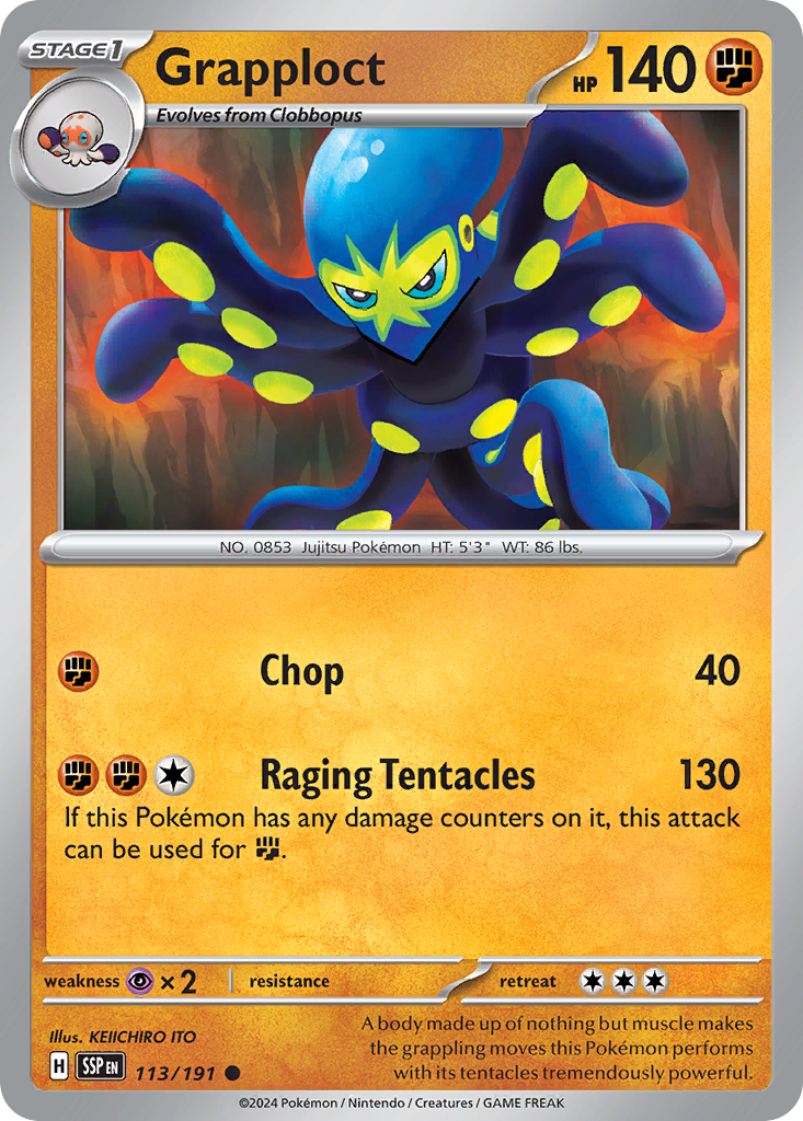 Grapploct 113/191 Common | Surging Sparks | Pokemon Card