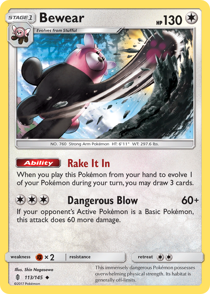 Bewear 113/145 Uncommon | Guardians Rising | Pokemon Card