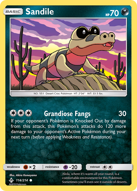 Sandile 114/214 Common | Unbroken Bonds | Pokemon Card