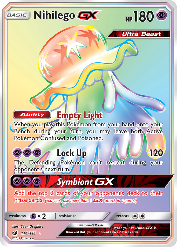 Nihilego-GX 114/111 Rare Rainbow | Crimson Invasion | Pokemon Card