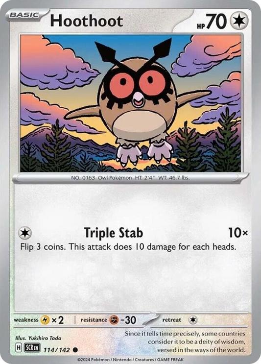 Hoothoot 114/142 Common | Stellar Crown | Pokemon Card