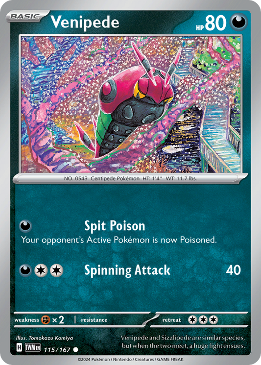 Venipede 115/167 Common | Twilight Masquerade | Pokemon Card