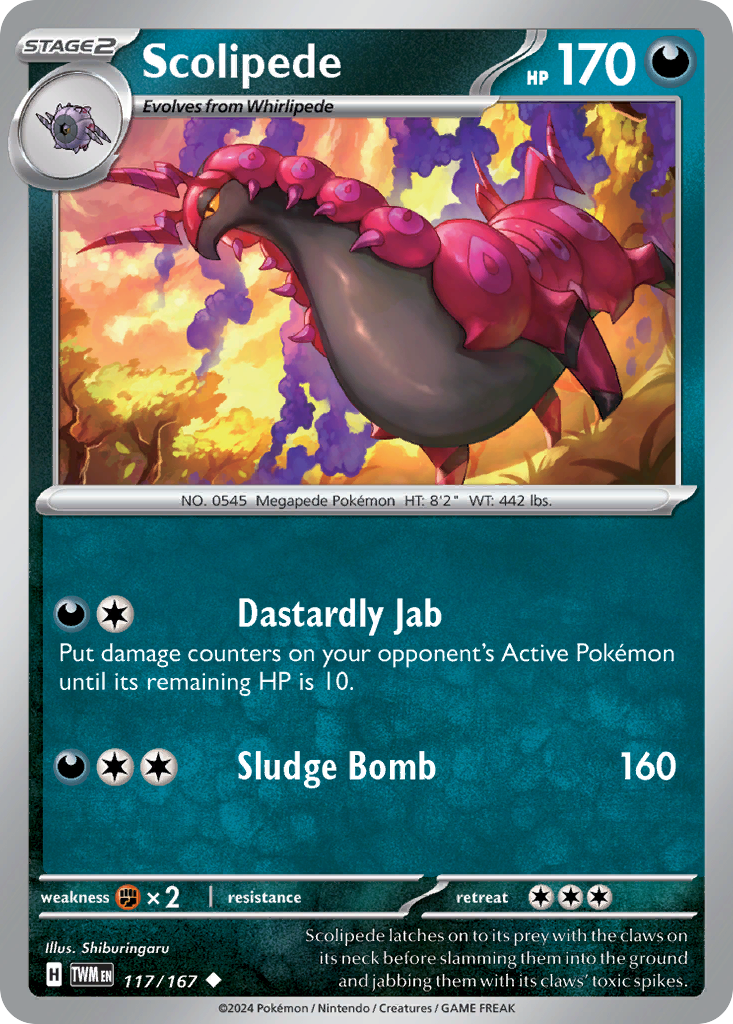 Scolipede 117/167 Uncommon | Twilight Masquerade | Pokemon Card