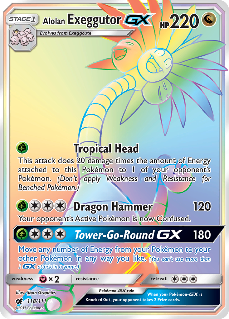 Alolan Exeggutor-GX 118/111 Rare Rainbow | Crimson Invasion | Pokemon Card