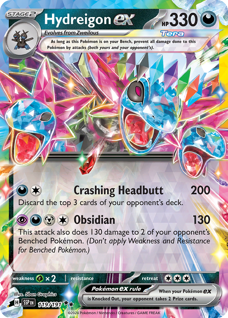 Hydreigon ex 119/191 Double Rare | Surging Sparks | Pokemon Card