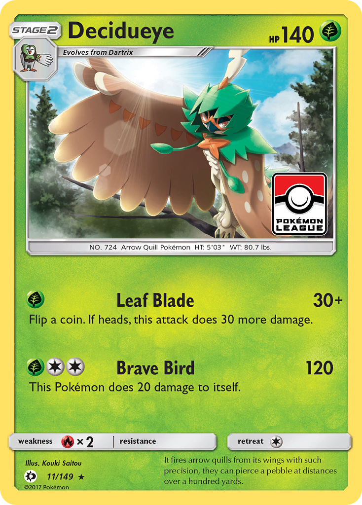 Decidueye 11/149 Rare | Sun & Moon | Pokemon Card