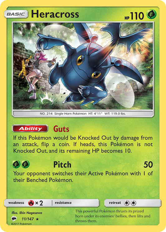 Heracross 11/147 Rare | Burning Shadows | Pokemon Card