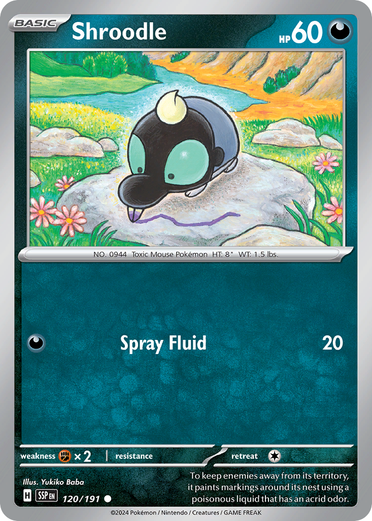 Shroodle 120/191 Common | Surging Sparks | Pokemon Card