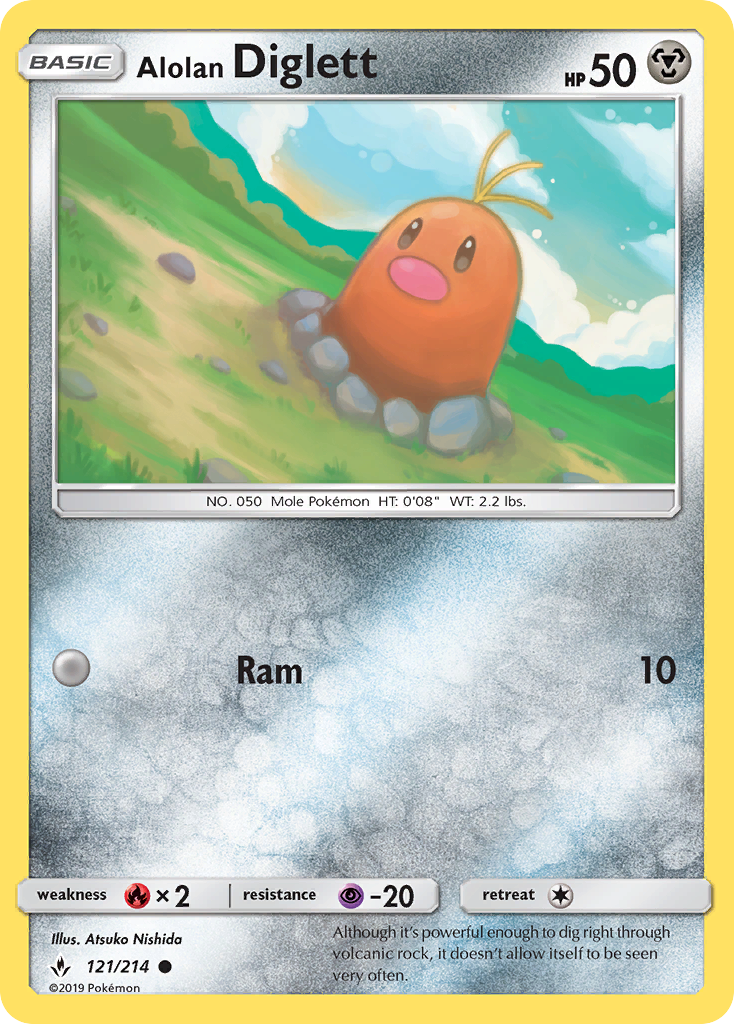 Alolan Diglett 121/214 Common | Unbroken Bonds | Pokemon Card