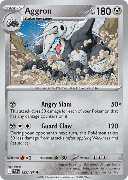 Aggron 122/167 Uncommon | Twilight Masquerade | Pokemon Card