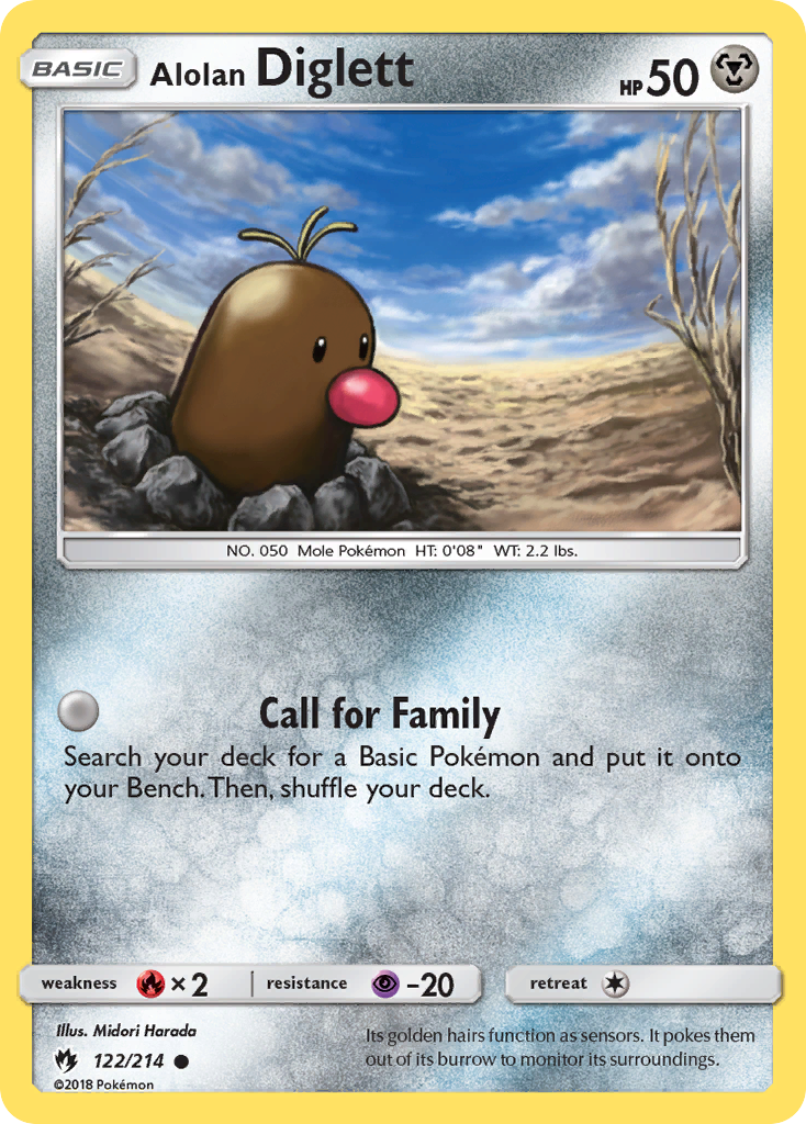 Alolan Diglett 122/214 Common | Lost Thunder | Pokemon Card