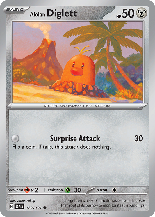 Alolan Diglett 122/191 Common | Surging Sparks | Pokemon Card