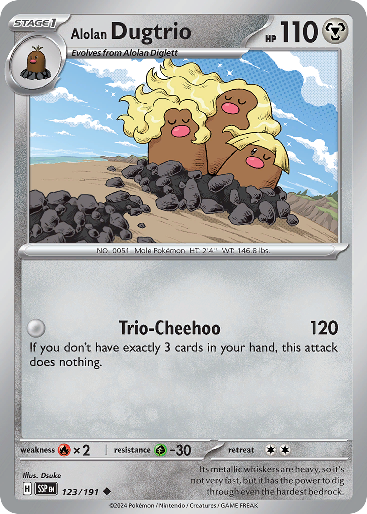 Alolan Dugtrio 123/191 Uncommon | Surging Sparks | Pokemon Card