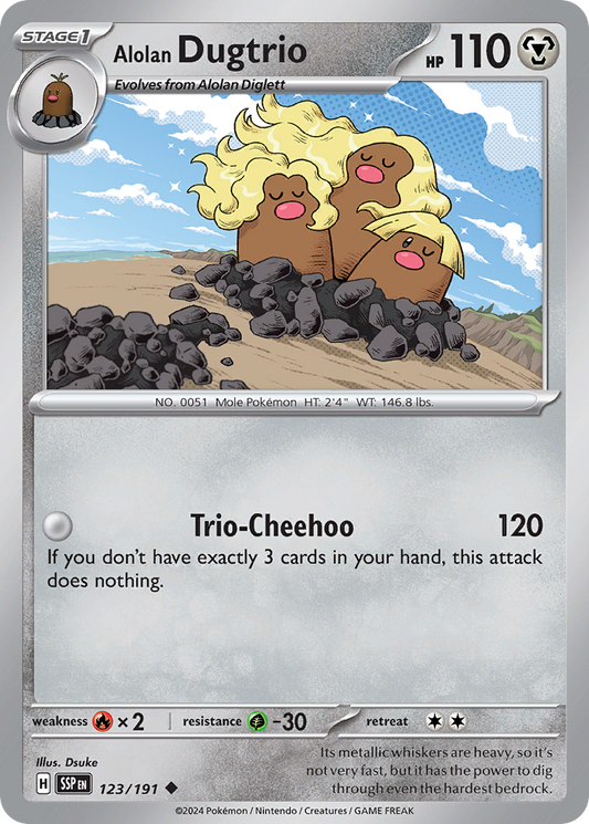 Alolan Dugtrio 123/191 Uncommon | Surging Sparks | Pokemon Card