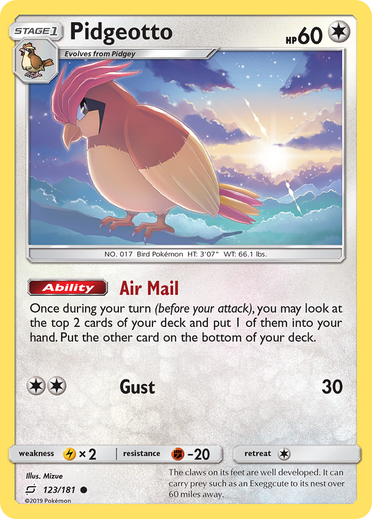 Pidgeotto 123/181 Common | Team Up | Pokemon Card