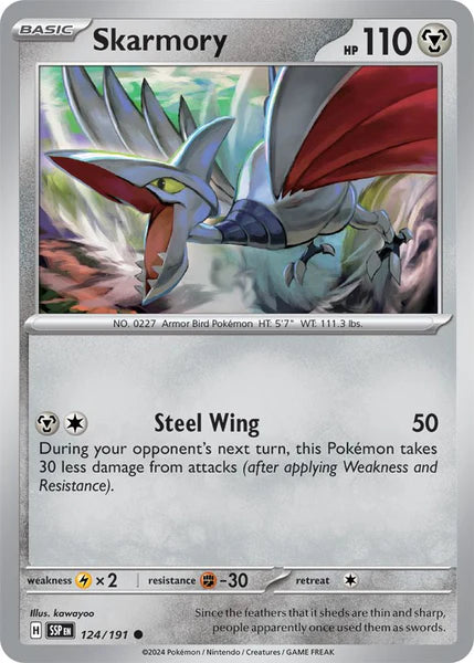 Skarmory 124/191 Reverse Holo | Surging Sparks | Pokemon Card