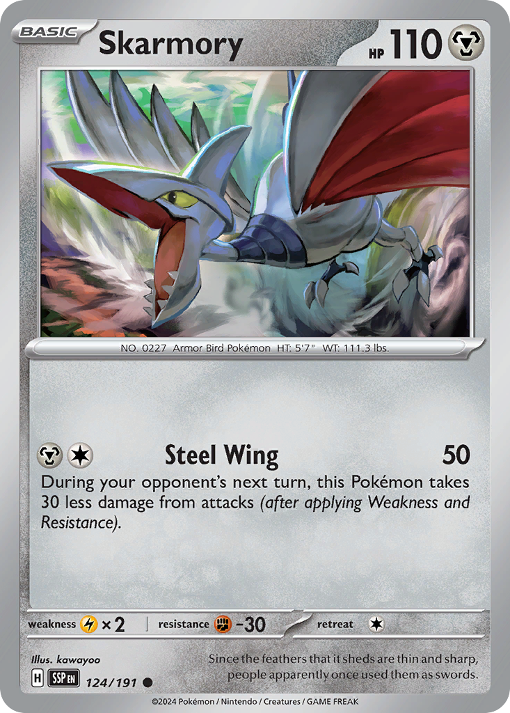 Skarmory 124/191 Common | Surging Sparks | Pokemon Card