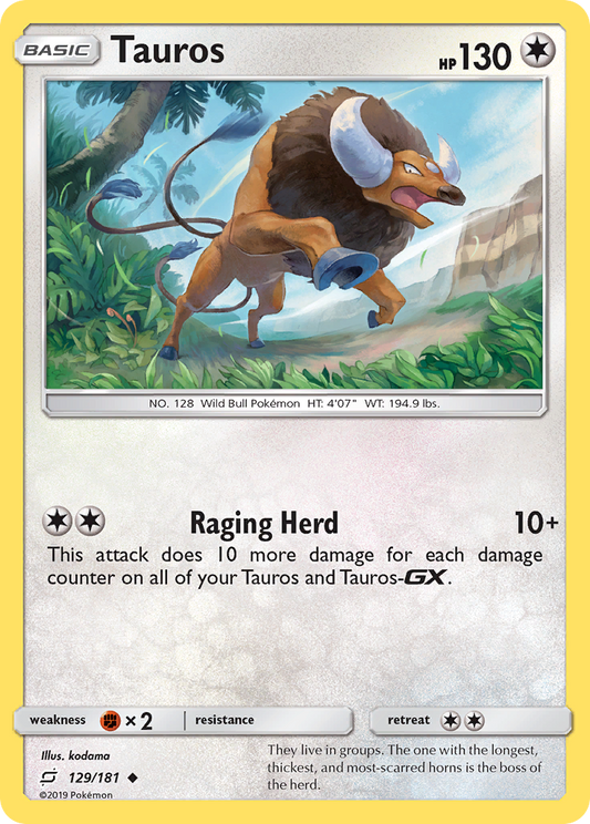 Tauros 129/181 Uncommon | Team Up | Pokemon Card