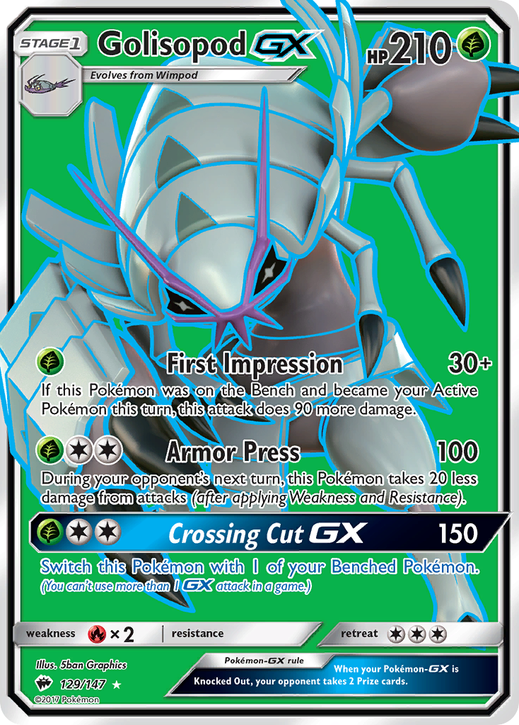 Golisopod-GX 129/147 Rare Ultra | Burning Shadows | Pokemon Card