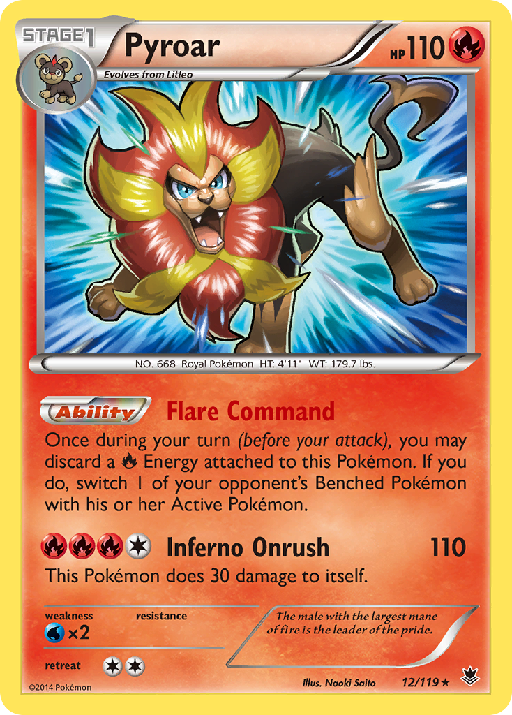 Pyroar 12/119 Rare Holo | Phantom Forces | Pokemon Card