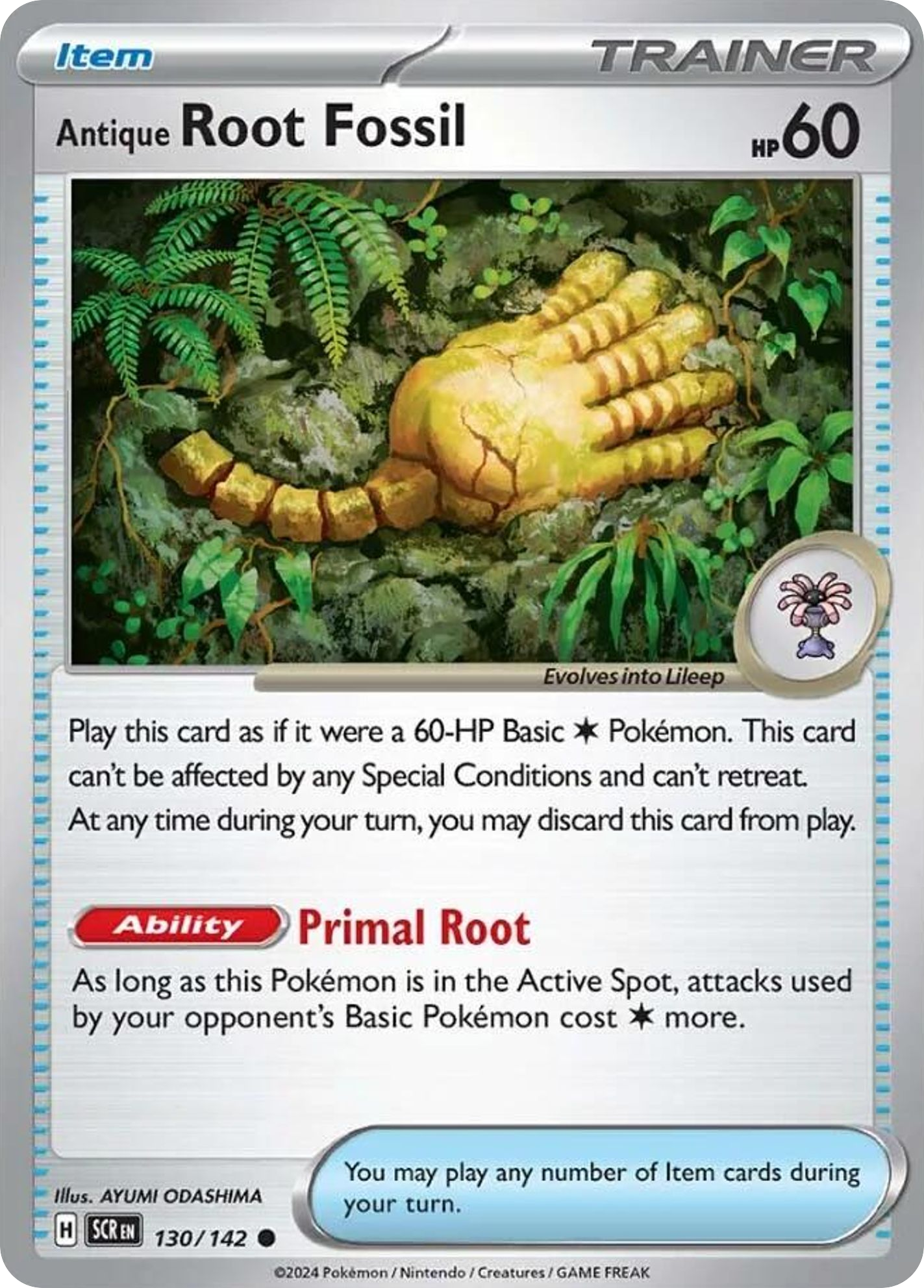 Antique Root Fossil 130/142 Common | Stellar Crown | Pokemon Card