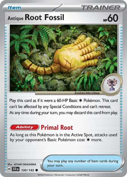 Antique Root Fossil 130/142 Common | Stellar Crown | Pokemon Card