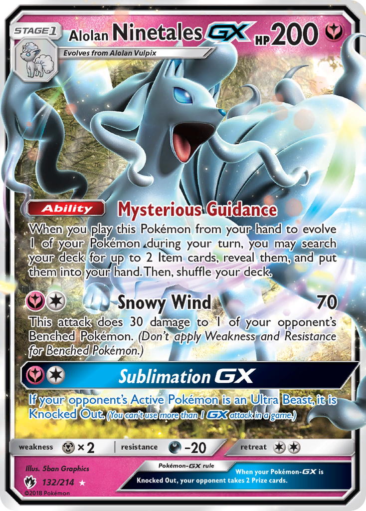 Alolan Ninetales-GX 132/214 Rare Holo GX | Lost Thunder | Pokemon Card