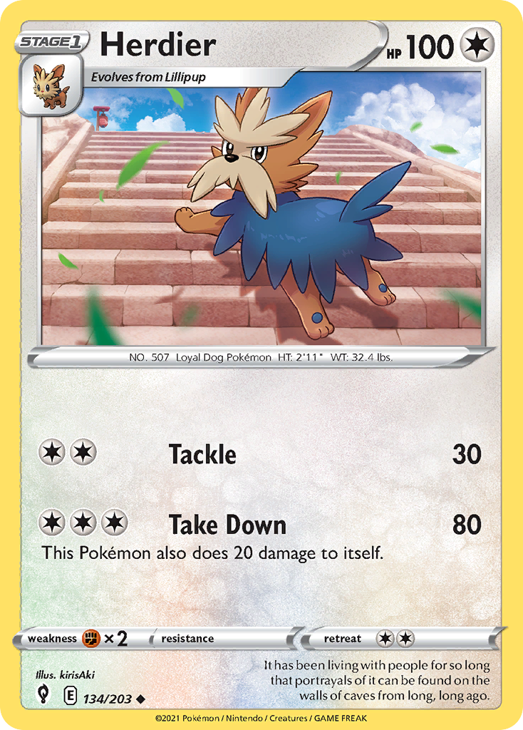 Herdier 134/203 Uncommon | Evolving Skies | Pokémon Card