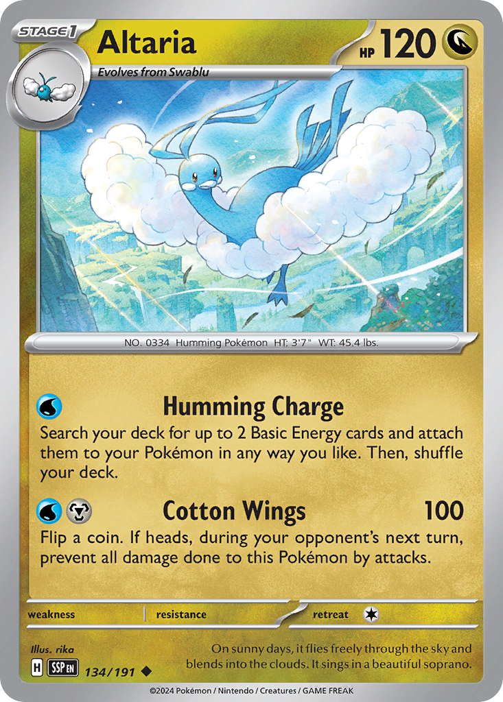 Altaria 134/191 Uncommon | Surging Sparks | Pokemon Card