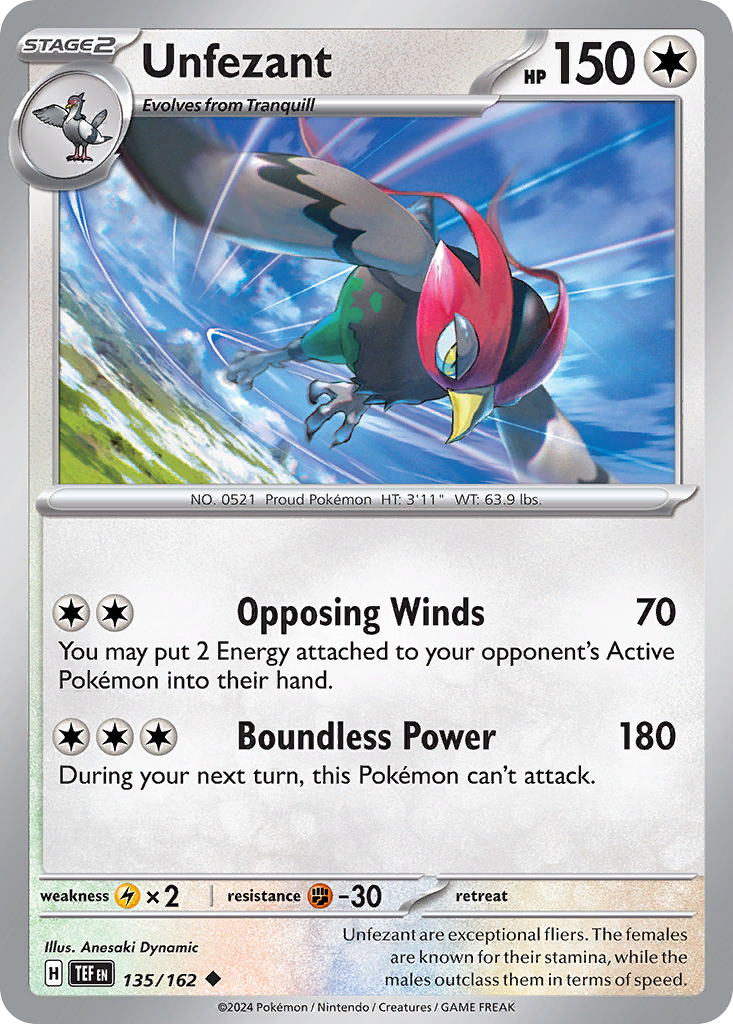 Unfezant 135/162 Uncommon | Temporal Forces | Pokemon Card